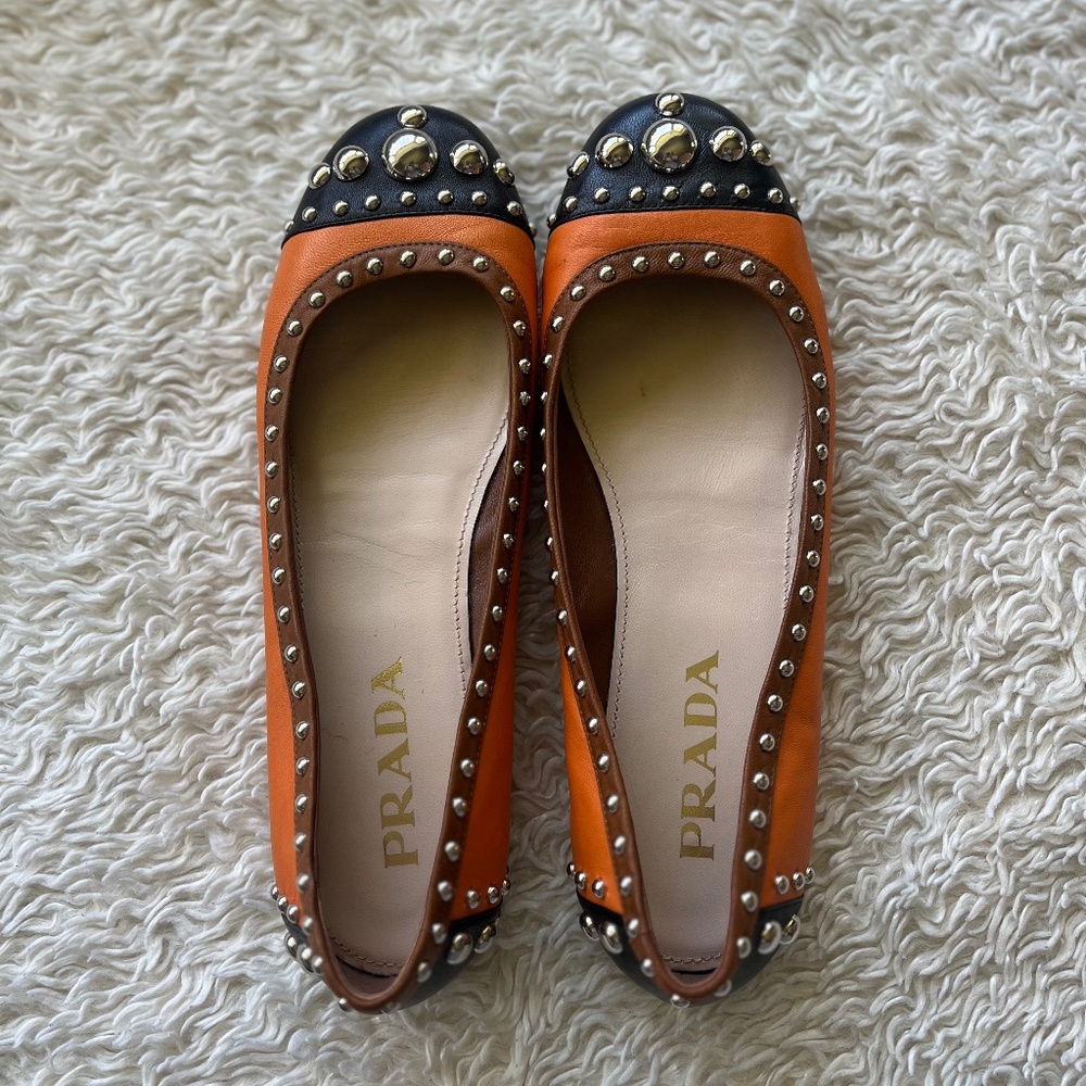 Prada Studded Ballet Flats